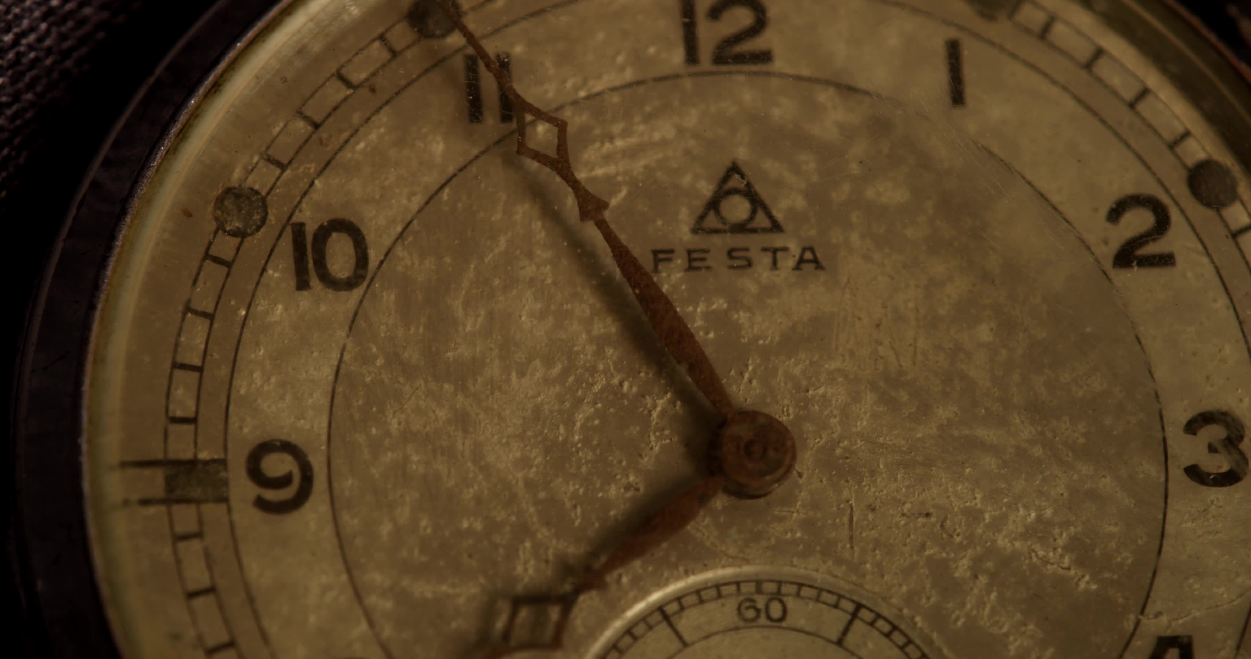 Extreme close up shot of clock hands moving from 750 to 835 in 4K