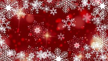 beautiful snowflakes rotating on a red background lens flare bokeh video