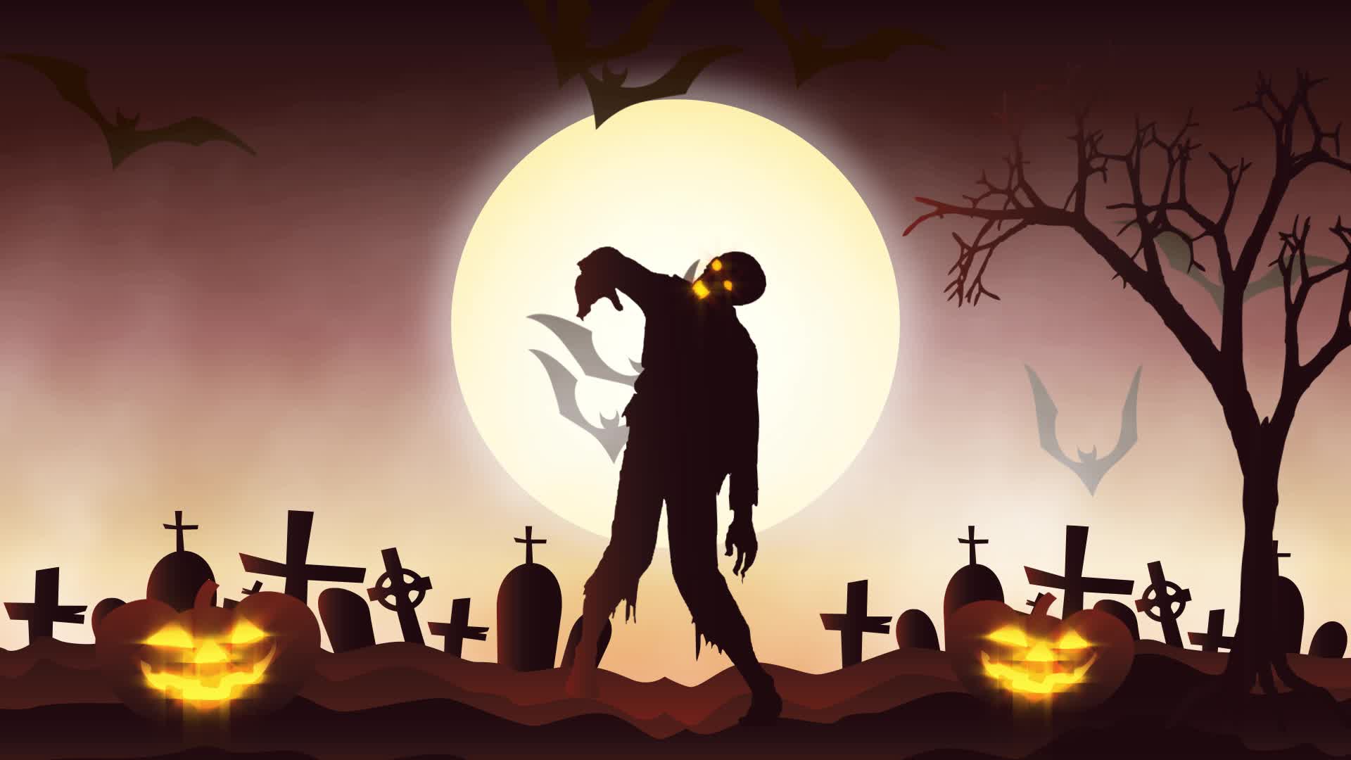 Zombie animation. Halloween concept. Gr, Stock Video