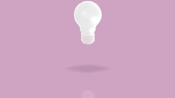 Jumpin white bulb towards camera and lighting against purple pastell background video