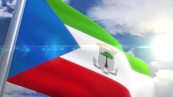 Waving flag of Equatorial Guinea Animation video