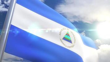 bandera ondeante de nicaragua animación video