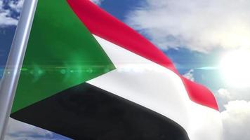 wehende Flagge der Sudananimation video