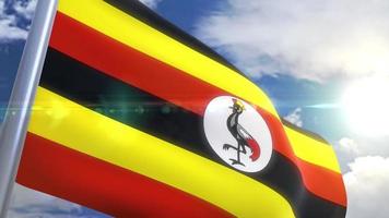 acenando a bandeira da uganda animação video