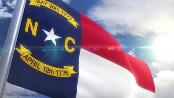 Waving flag of the state of North Carolina USA