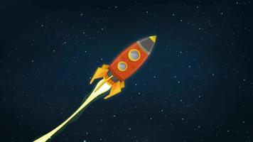 foguete voando pelo espaço animação video