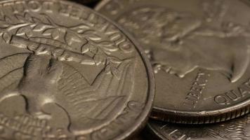 Rotating stock footage shot of American quarters coin - 0.25 - MONEY 0219 video