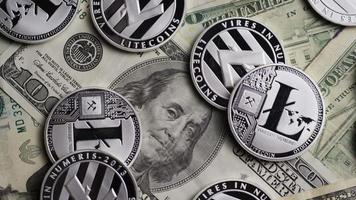 Rotating shot of Bitcoins digital cryptocurrency - BITCOIN LITECOIN 658 video