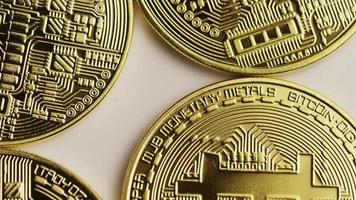 Rotating shot of Bitcoins digital cryptocurrency - BITCOIN 0157 video