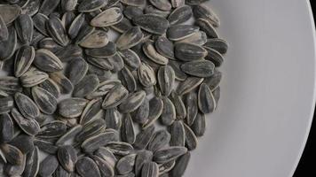 Cinematic, rotating shot of sunflower seeds on a white surface - SUNFLOWER SEEDS 002 video