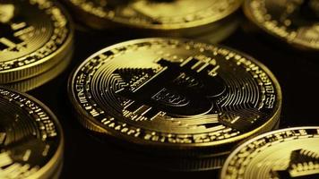 Rotating shot of Bitcoins digital cryptocurrency - BITCOIN 0008 video