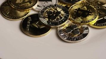Rotating shot of Bitcoins digital cryptocurrency - BITCOIN MIXED 065 video