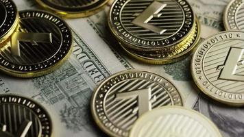 Rotating shot of Bitcoins digital cryptocurrency - BITCOIN LITECOIN 576 video
