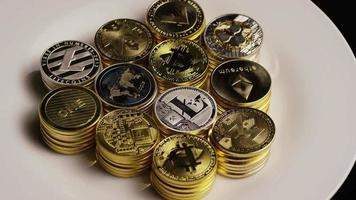 Rotating shot of Bitcoins (digital cryptocurrency) - BITCOIN MIXED 015 video