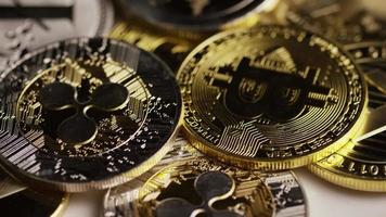 Rotating shot of Bitcoins digital cryptocurrency - BITCOIN MIXED 067 video