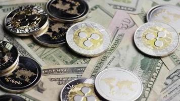 Rotating shot of Bitcoins digital cryptocurrency - BITCOIN RIPPLE 0303 video