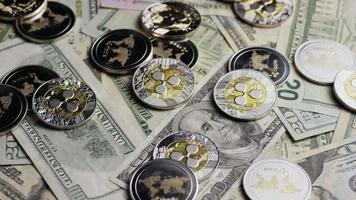 Rotating shot of Bitcoins digital cryptocurrency - BITCOIN RIPPLE 0302 video