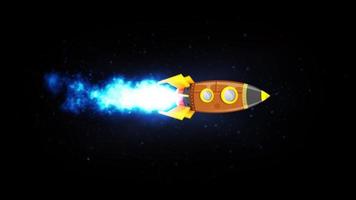 Rocket Ship Flying Through Space Animation Loop video