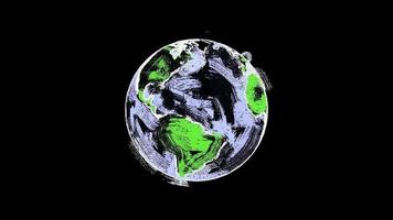 un disegno abbozzato del pianeta terra rotante video