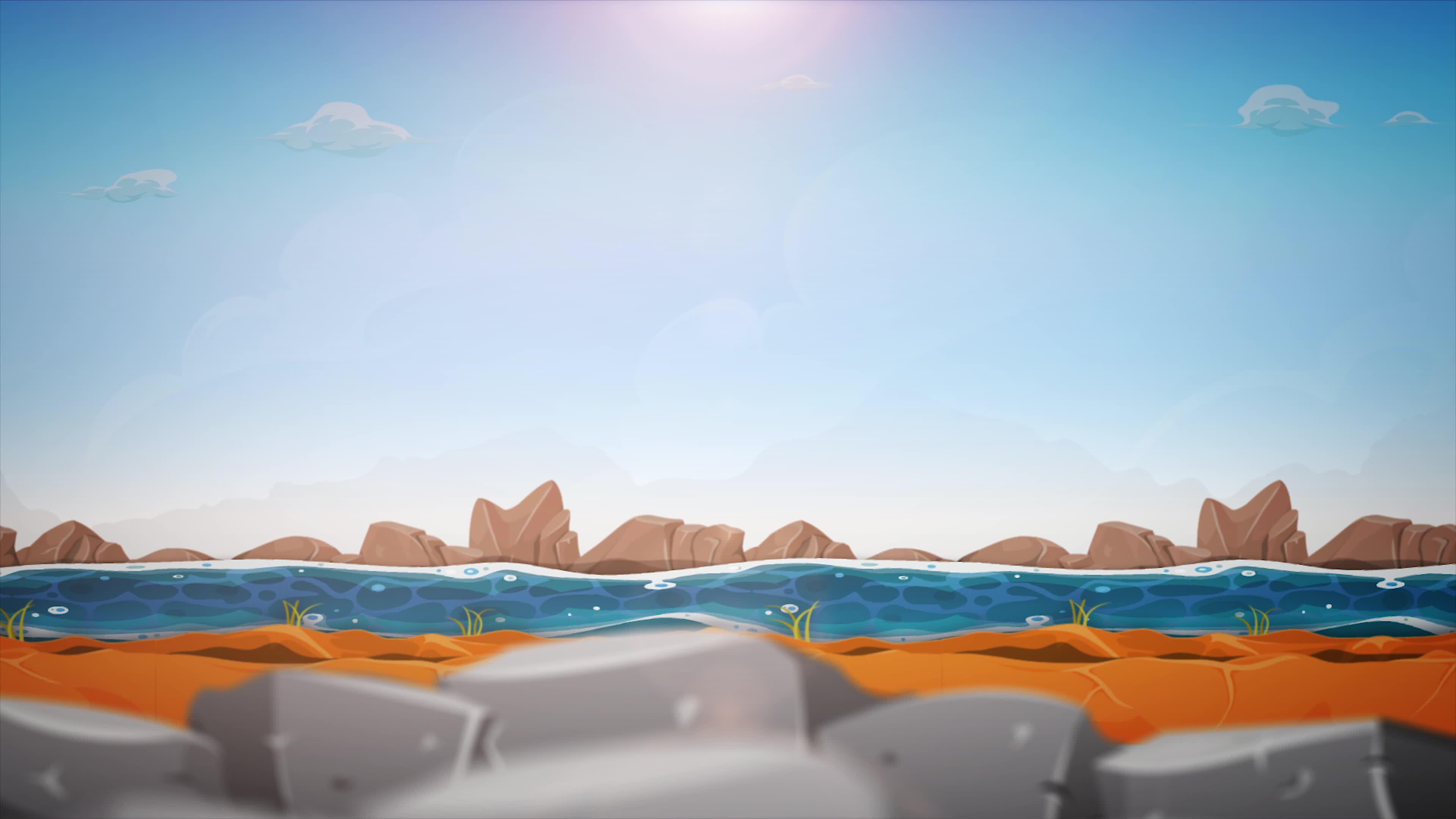 Cartoon River Landscape Background Loop 1790852 Stock Video at ...