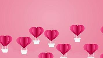 Heart Balloons Floating On A Pink Background video