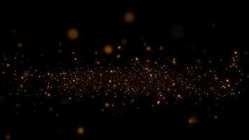 Golden Flying  Particles Glittering  background video clip 4k