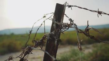 alambre de púas en el poste video