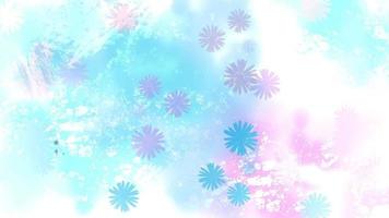 Colorful watercolor flowers splashing in a blue and pink background video