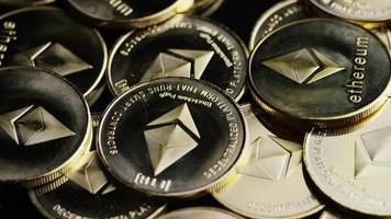 Rotating shot of Bitcoins digital cryptocurrency - BITCOIN ETHEREUM 146 video