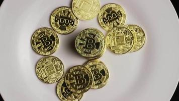 Rotating shot of Bitcoins (digital cryptocurrency) - BITCOIN 0420
