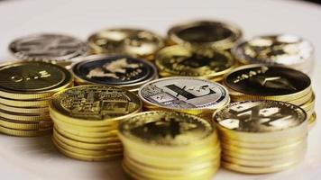 Rotating shot of Bitcoins digital cryptocurrency - BITCOIN MIXED 032 video