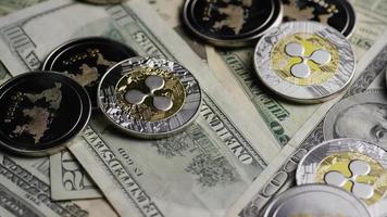 Rotating shot of Bitcoins digital cryptocurrency - BITCOIN RIPPLE 0304 video