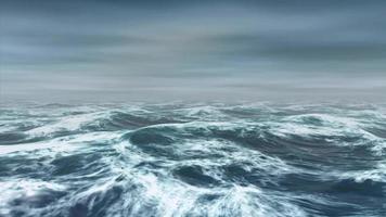 les vagues de l'océan roulent dans la brume video