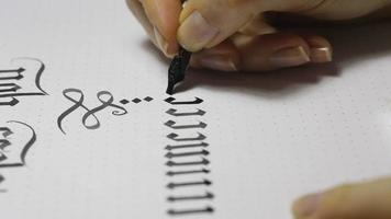 Woman Writes Calligraphic Letters video