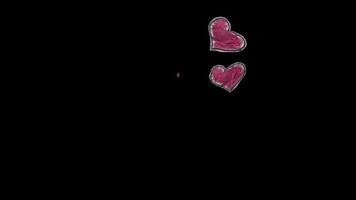 hermosos corazones rosados que aparecen y desaparecen en un fondo negro video