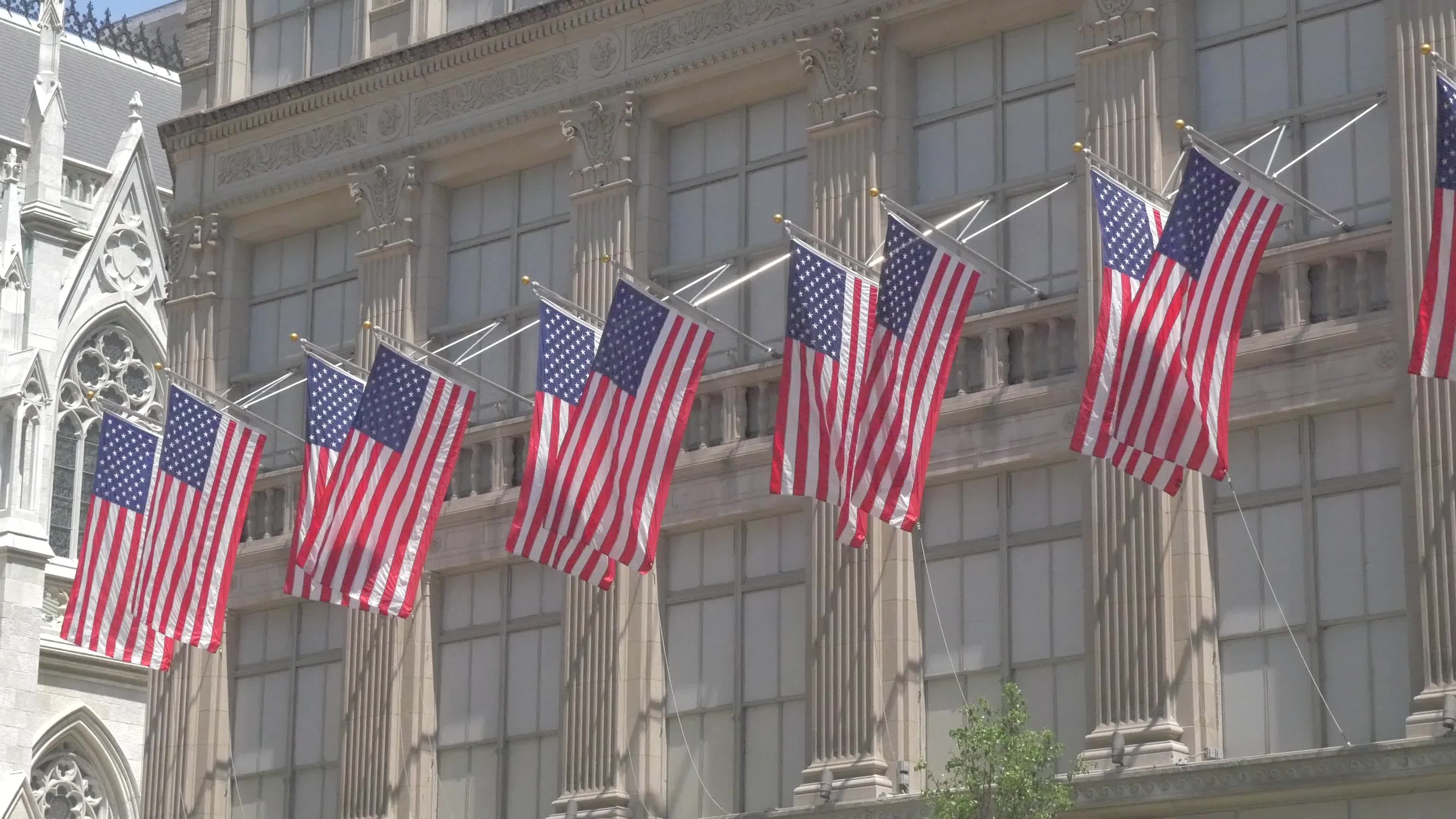 American Flags Flowing in the Wind 4K 1792855 Stock Video at Vecteezy