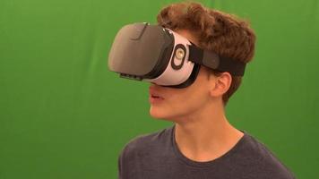 Person Using Virtual Reality Headset with Green screen 4k video