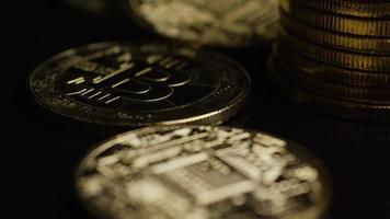 Rotating shot of Bitcoins (digital cryptocurrency) - BITCOIN 0632 video