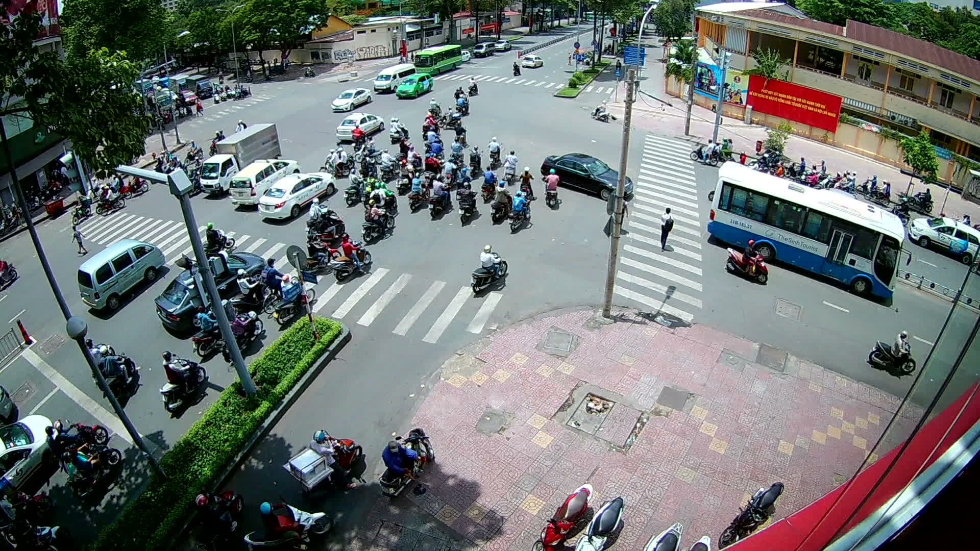 Ho chi minh city traffic at Intersection , Vietnam 1793410 Stock Video at Vecteezy