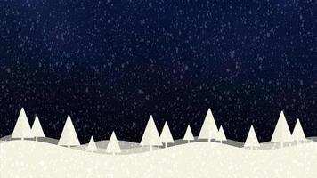 neve e árvores de natal hd 1080 blue bokeh background video