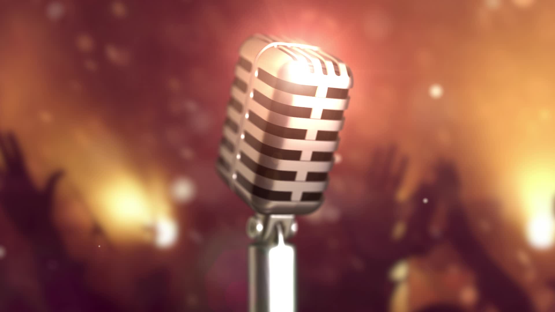 Retro microphone stage. Close up vintage microphone on stage. Old