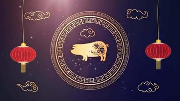 signo do zodíaco chinês do ano novo de 2019 - plano de fundo do ano do porco video