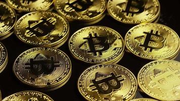Rotating shot of Bitcoins (digital cryptocurrency) - BITCOIN 0019 video