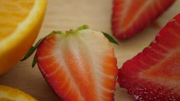 Sliced fresh strawberry video