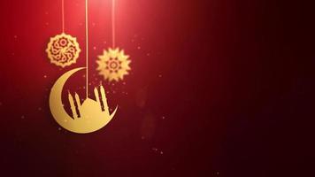 ramadan ramazan eid mubarak arabic symbols falling down on string red background video