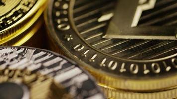 Rotating shot of Bitcoins (digital cryptocurrency) - BITCOIN MIXED 027