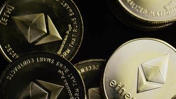 Rotating shot of Bitcoins digital cryptocurrency - BITCOIN ETHEREUM 170 video