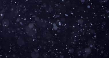 Dark background with snow particles falling for winter topics in 4K video