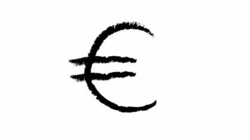 animação desenhada à mão do loop do símbolo do euro video