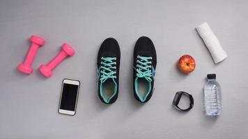 concepto de fitness stop motion vista superior video